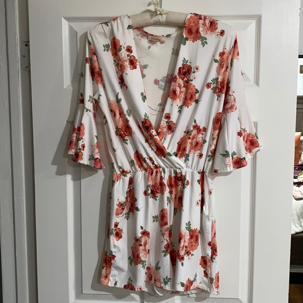 Floral shirt romper